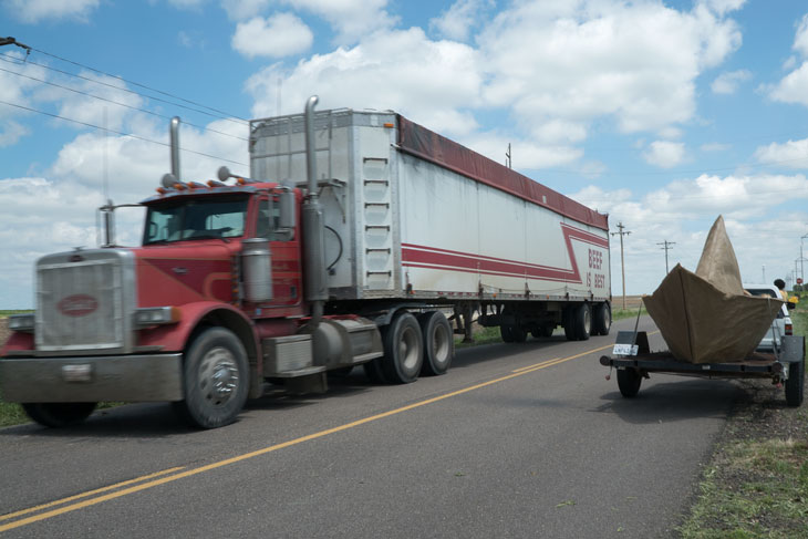 Boat with Beef is Best truck, Kansas