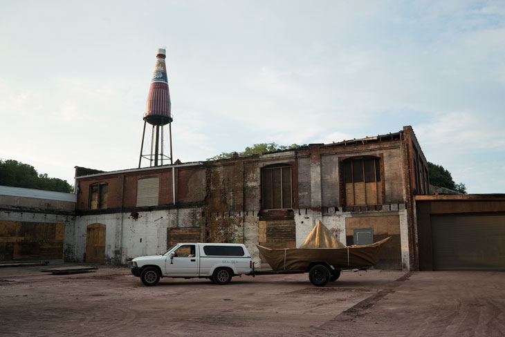 Boat with World's Largest Catsup Bottle in Collinsville, Illinois