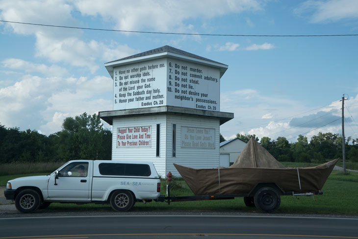 Boat with billboard Illinois
