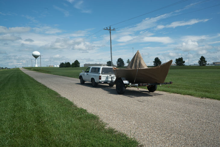 Boat with water tower in Illinois