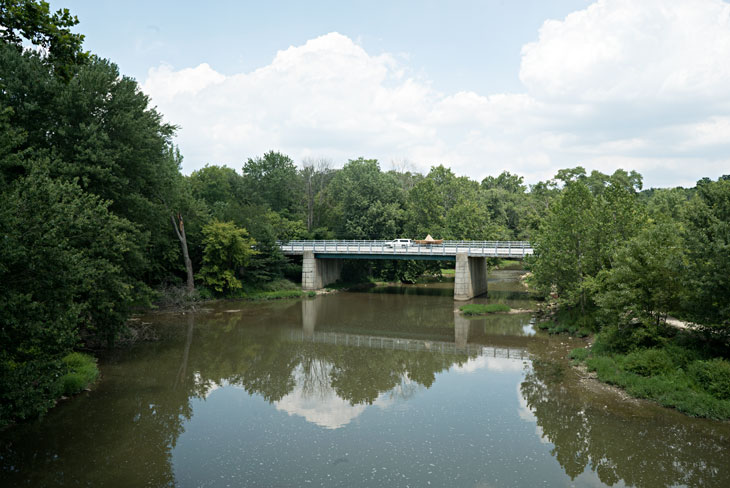 Boat on bridge in Ohio