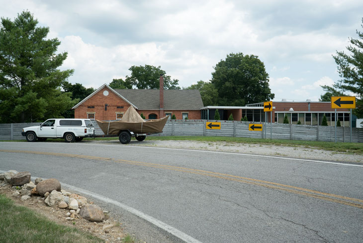 Boat makes a turn on the road in Ohio