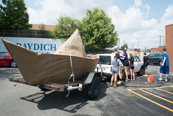 Boat at the High School Band car wash in Hubbard, Pennsylvania