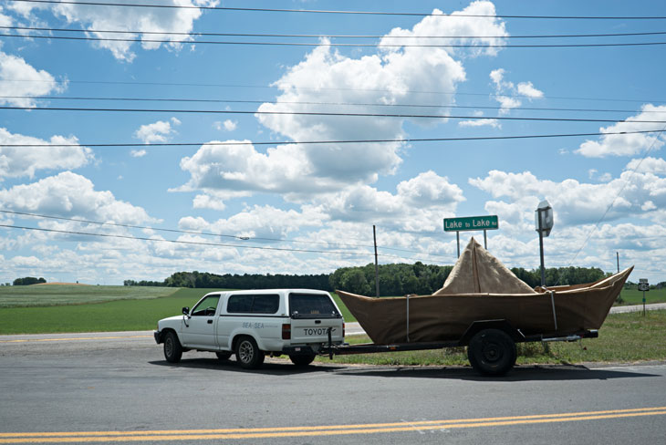 Boat on Lake to Lake Rd. near the Finger Lakes, New York