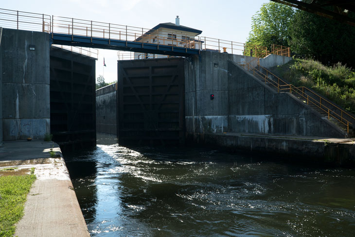 Boat by Erie Canal Lock 21 in New York