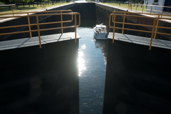 Boat by Erie Canal Lock 21 in New York