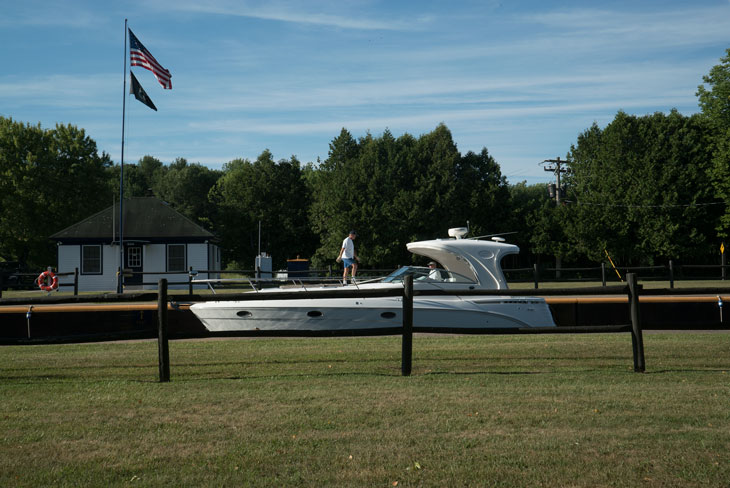 Boat by Erie Canal Lock 21 in New York